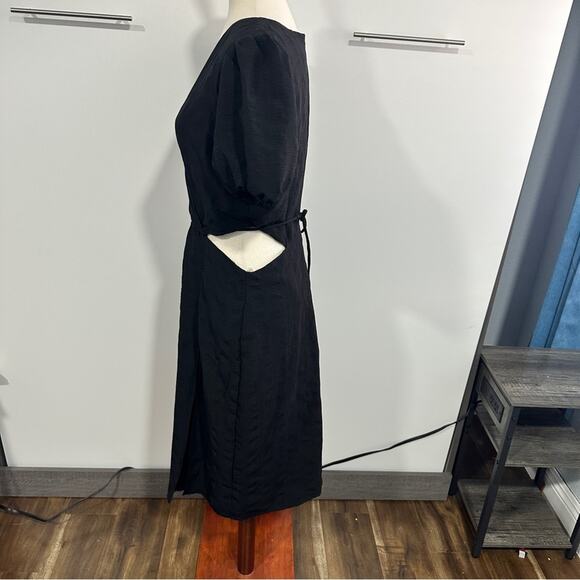 And Now This Size L Black Cut Out Elegant Textured Midi Dress Date Night Neutral - Picture 4 of 11